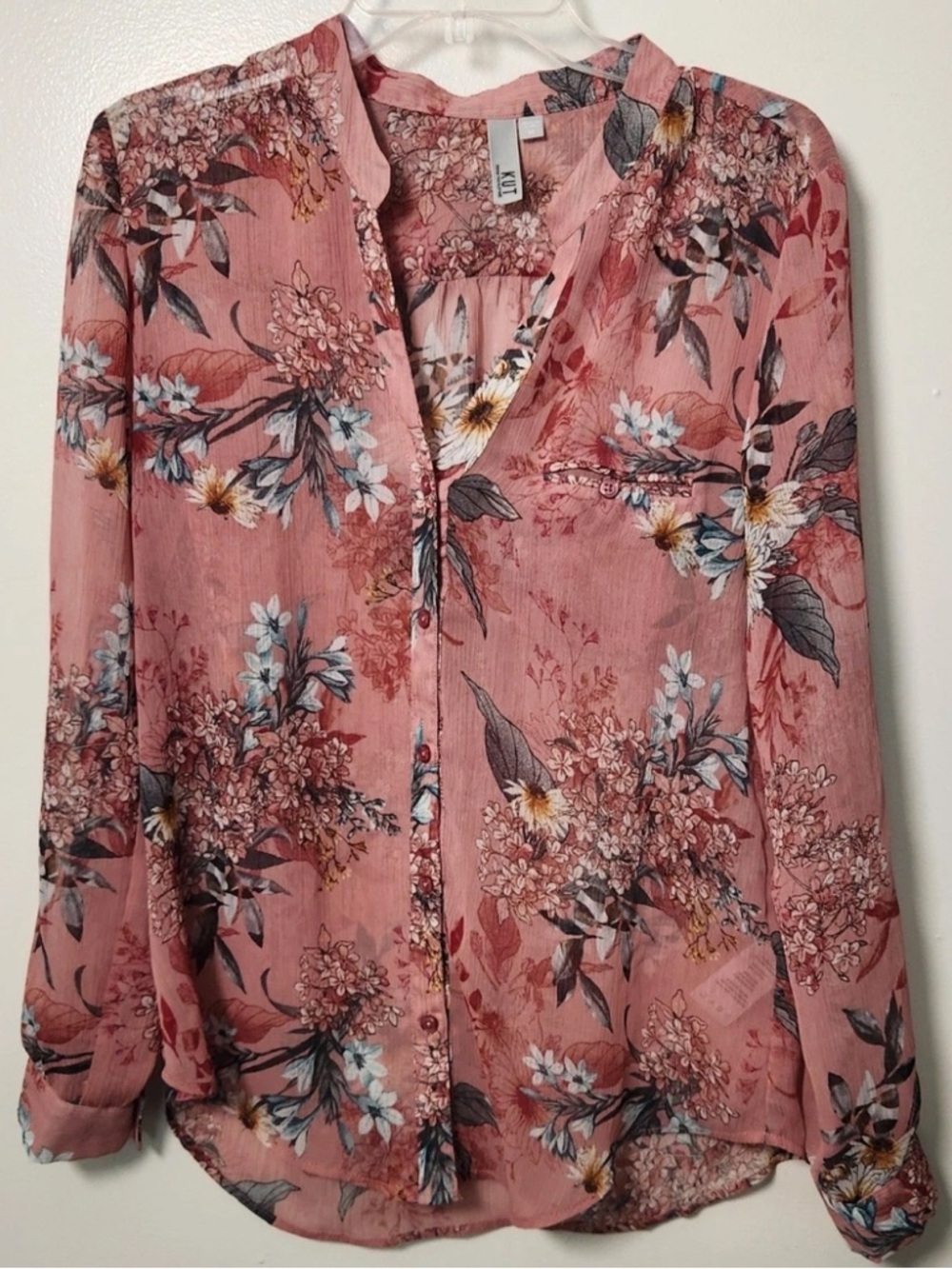 Kut from the Kloth Rose Floral Button-Up Blouse